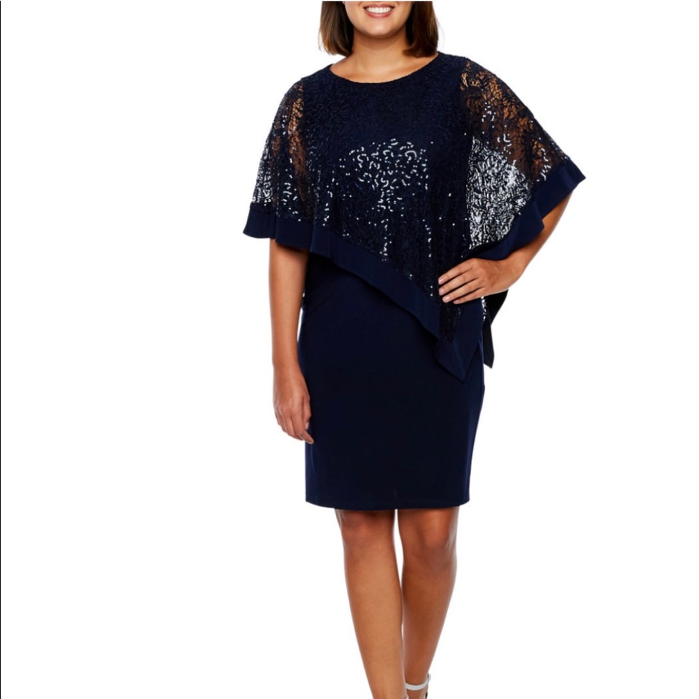 Size 6 Navy Lace Cape Dress